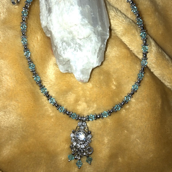 Delicate Robin Blue and silver baby beads with cz stone costume jewelry - Picture 3 of 5